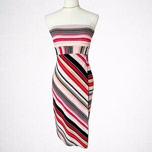 Vintage Striped Strapless Bodycon Dress